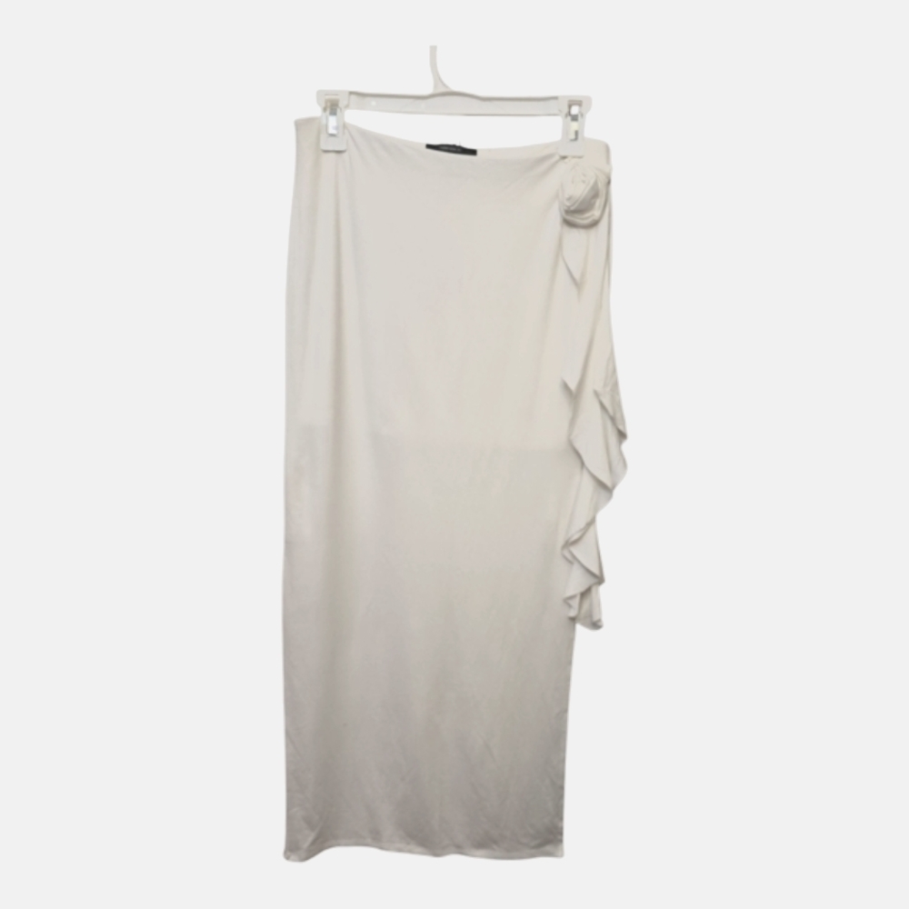 Forever 21 Tan Maxi Pencil Skirt with Asymmetrical Ruffles